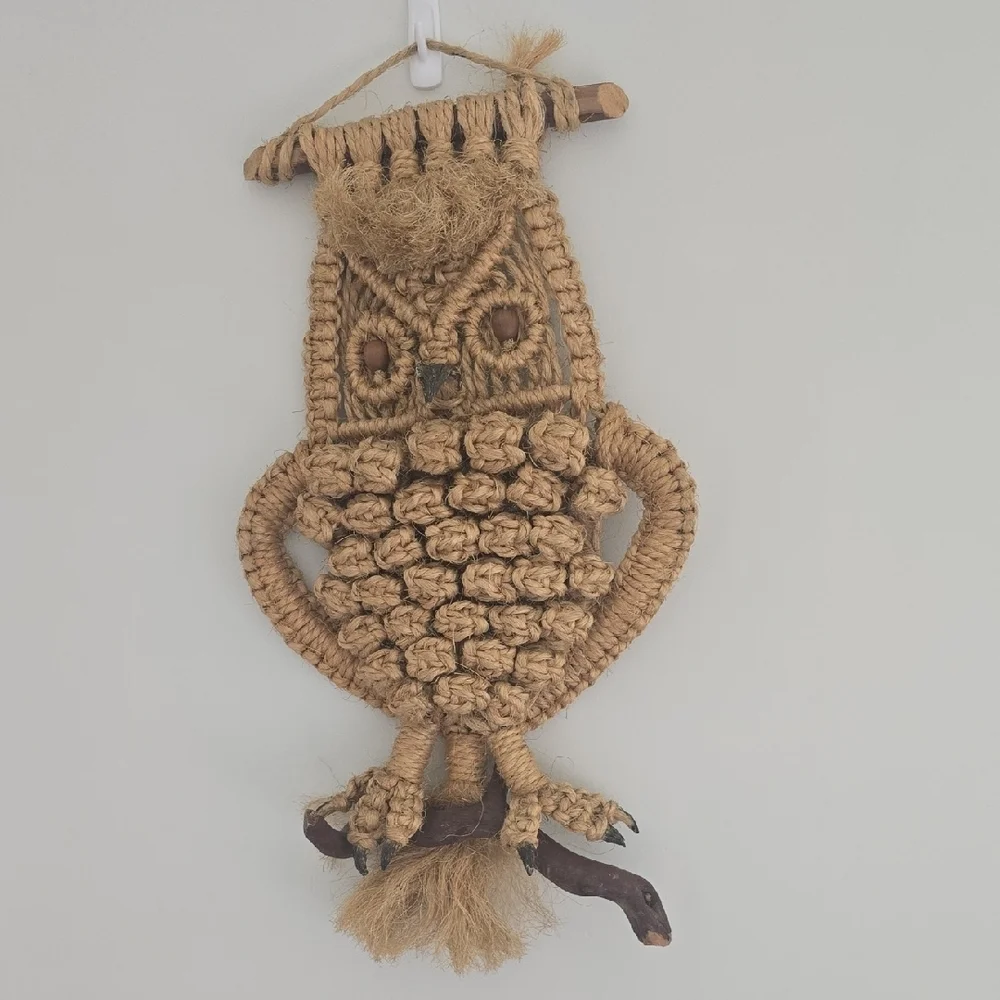 Vintage LARGE 70'S Macramé Owl Wall Hanging - Picture 4 of 5